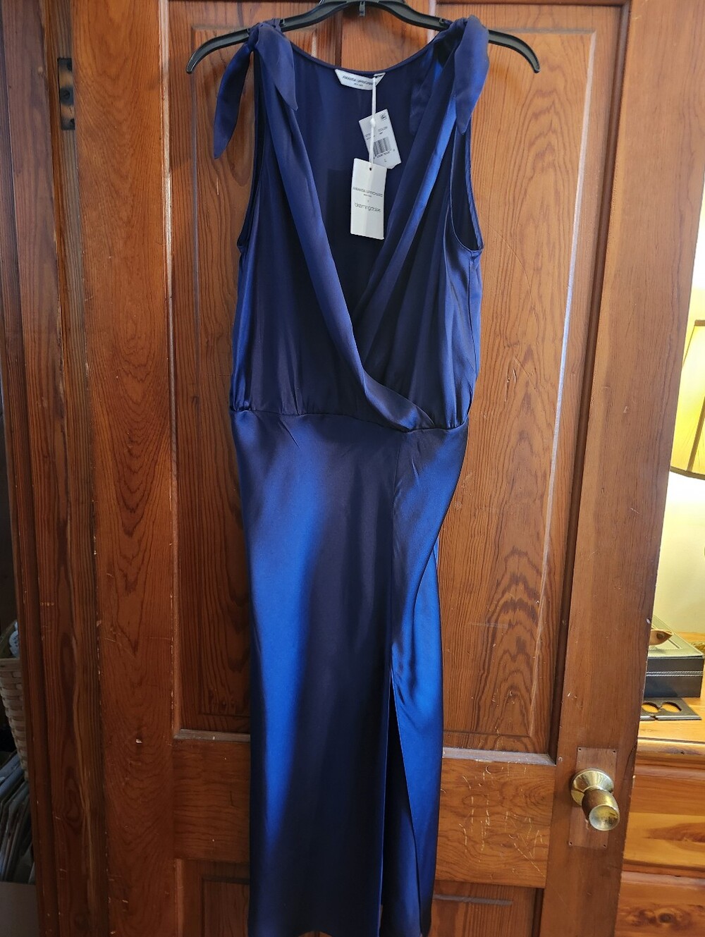 Amanda Uprichard New York Navy 100% Silk Faux Wrap Dress